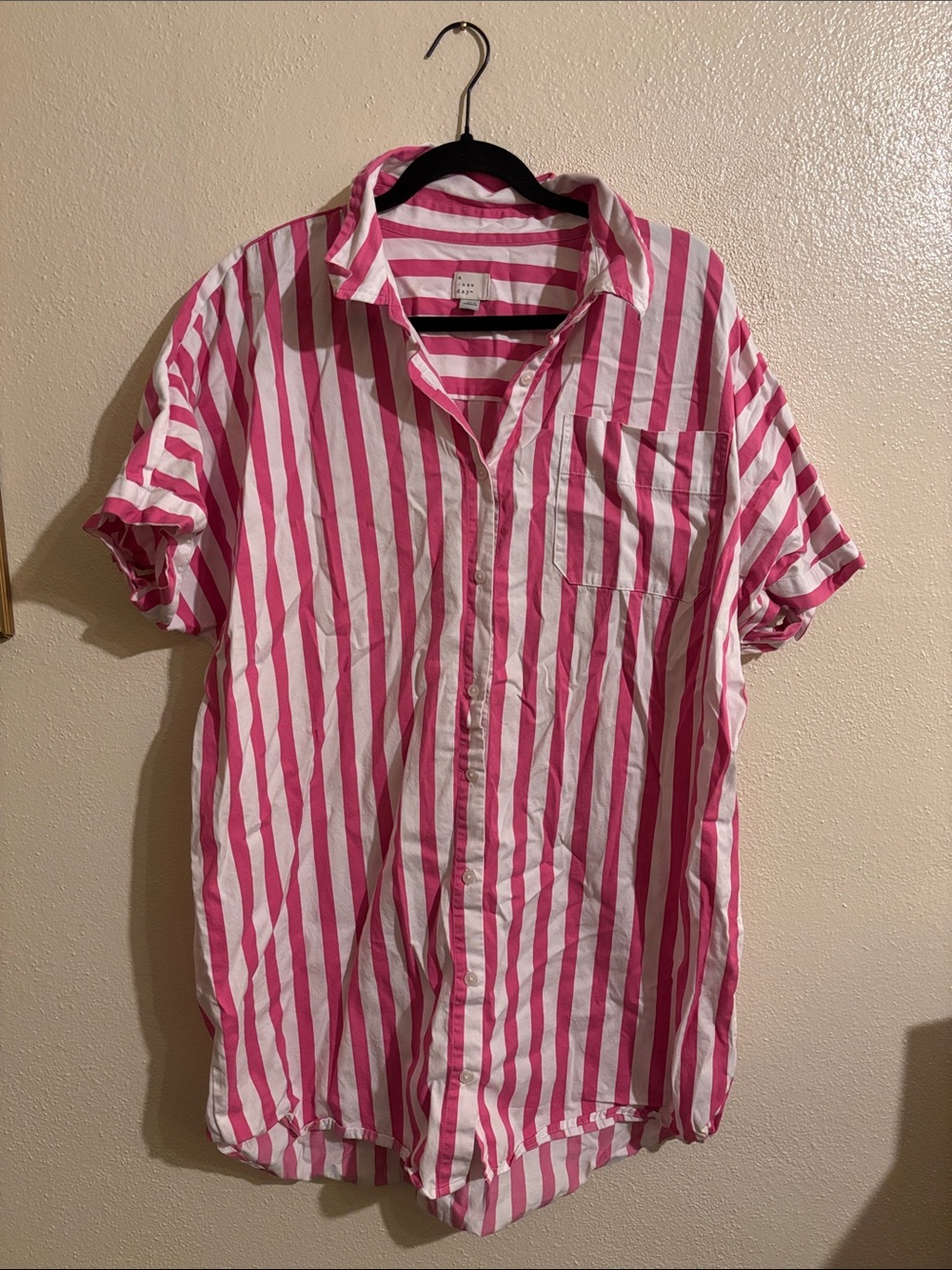A New Day Pink and White Striped button down dress